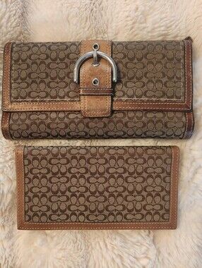 Signature Coach Monogram Brown Canvas Wallet and Checkbook Holder